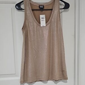 INC International Concepts Women's Metallic Beige Tank Top